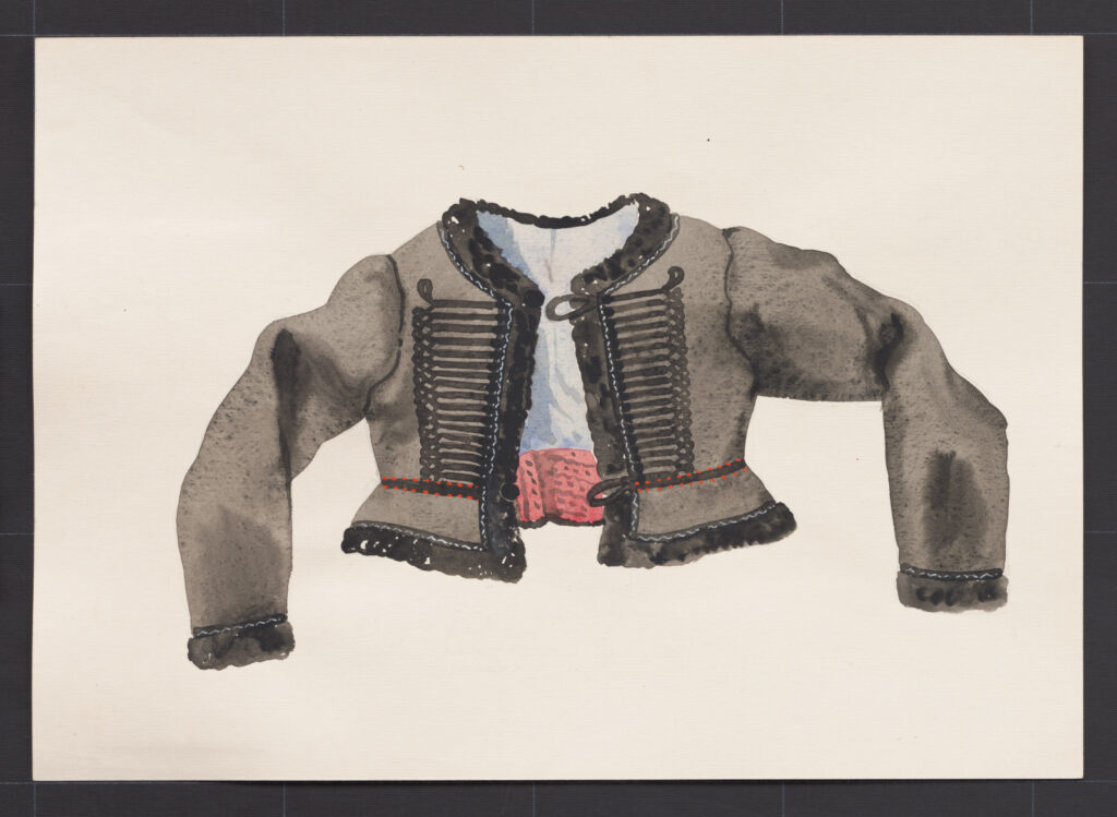 Kresba – kabátik pre staršiu ženu