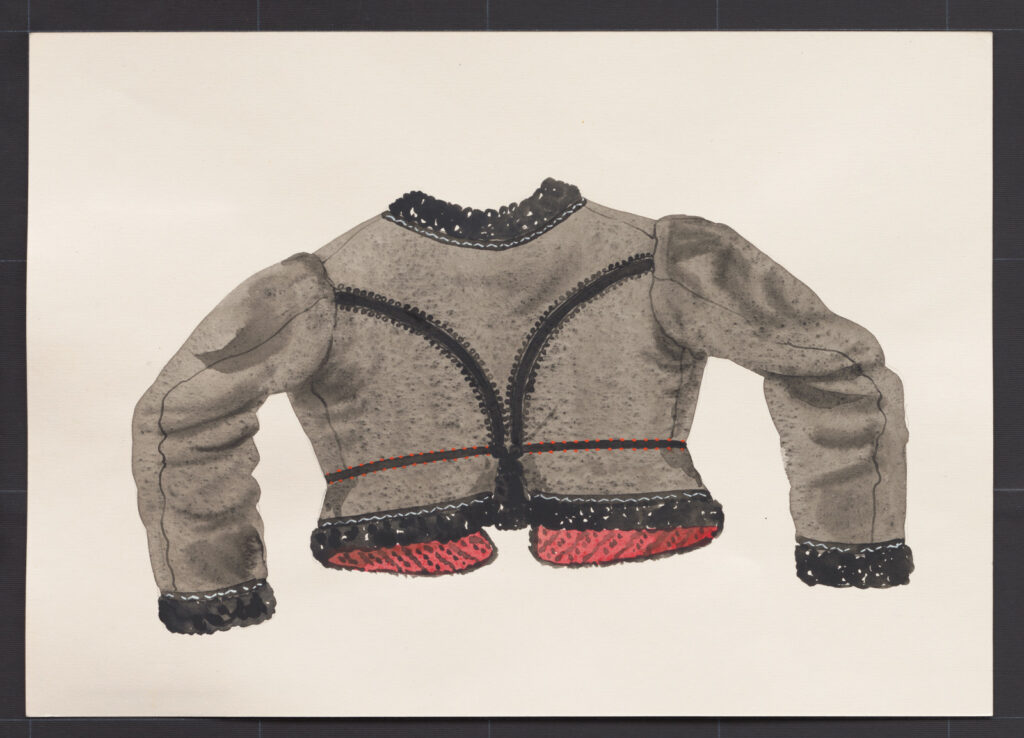 Kresba – kabátik pre staršiu ženu