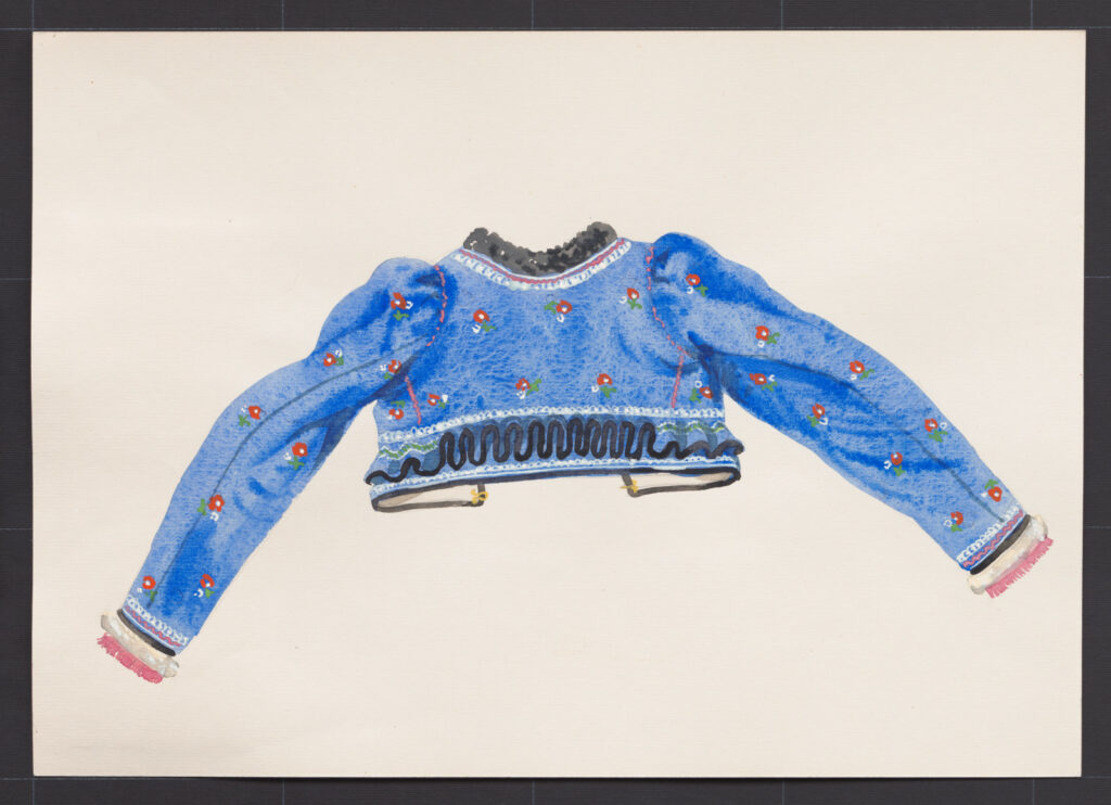 Kresba – kabátik sviatočný pre mladú ženu