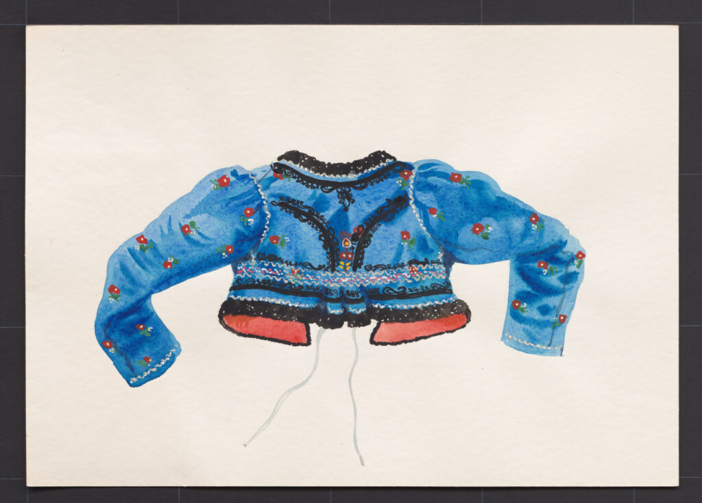 Kresba – kabátik sviatočný pre staršiu ženu