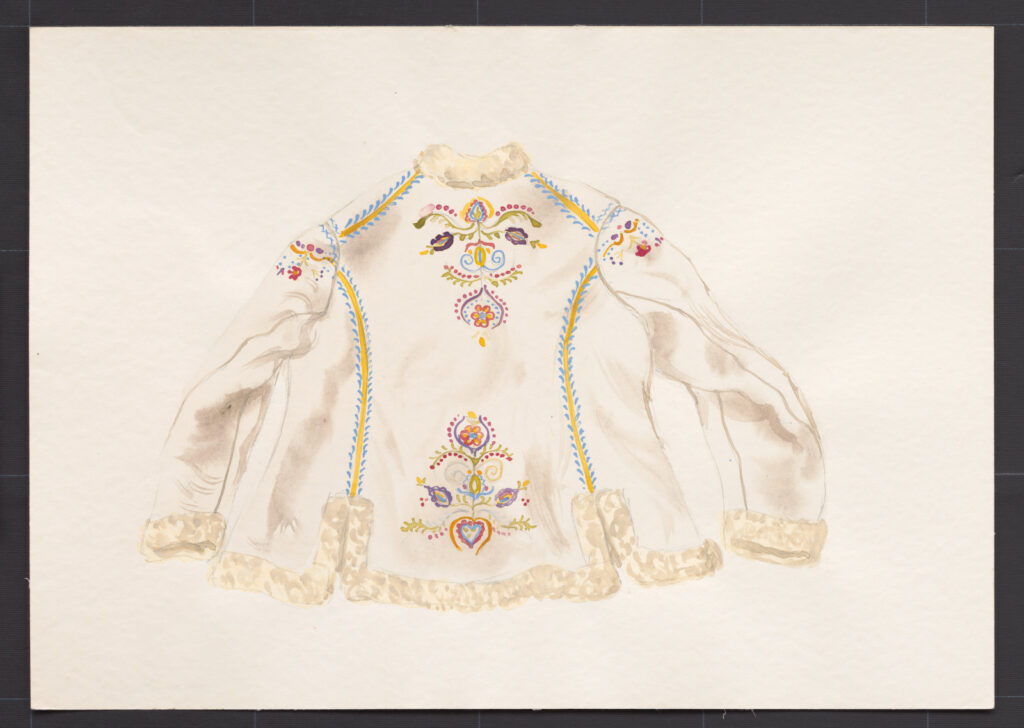 Kresba – kožuch ženský biely