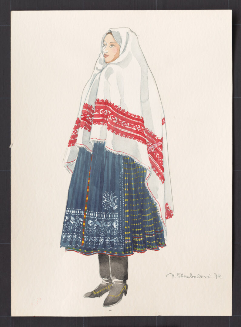 Kresba – žena v plachte do dažďa