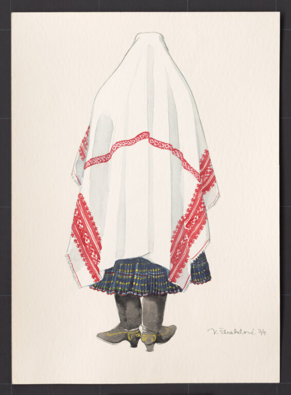 Kresba – žena v plachte do dažďa