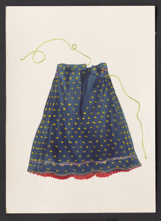 Kresba – sukňa modrotlačová