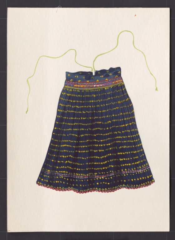 Kresba – sukňa modrotlačová