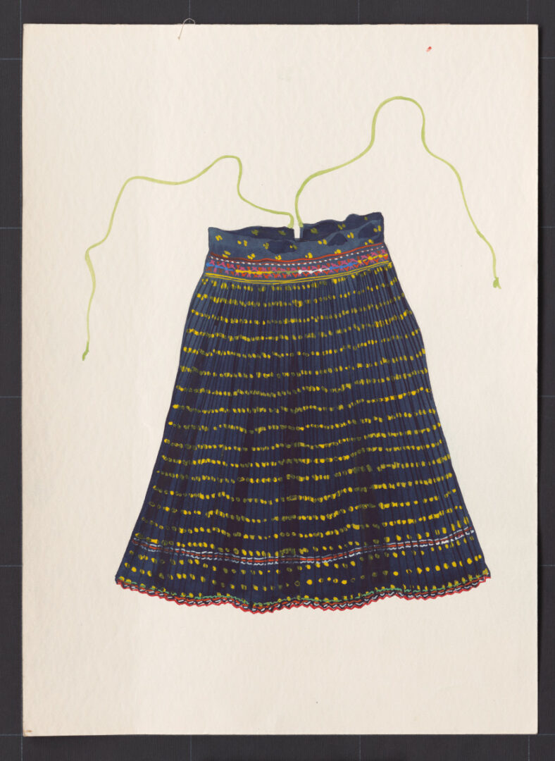 Kresba – sukňa modrotlačová