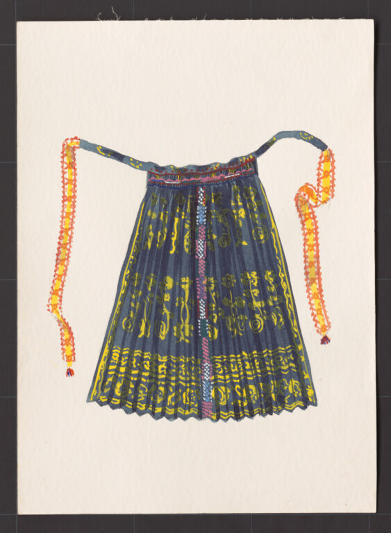 Kresba – zástera ženská modrotlačová