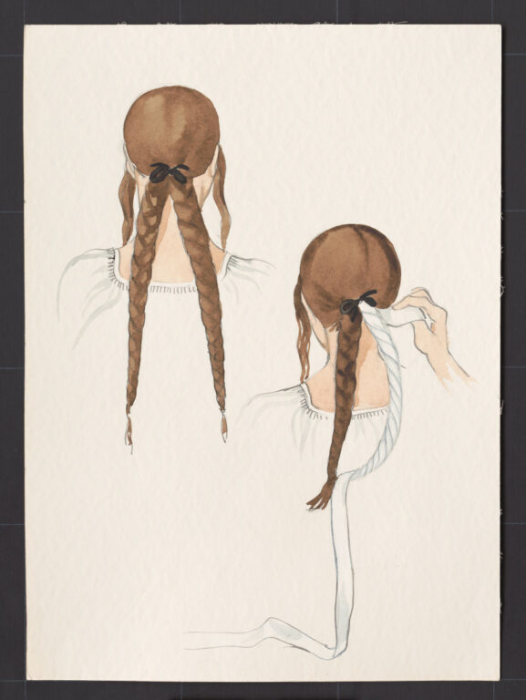 Kresba – účes ženský – postup česania – pokračovanie