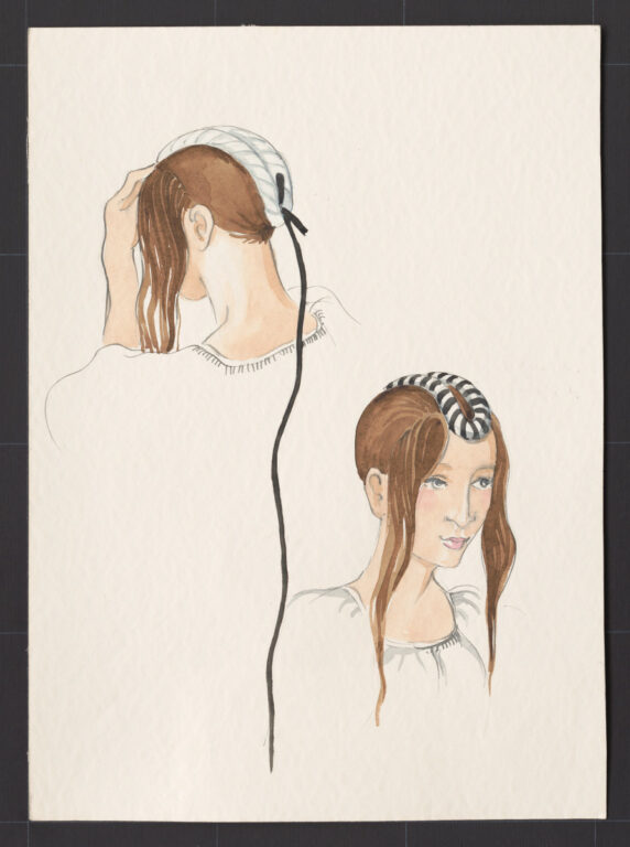 Kresba – účes ženský – postup česania – pokračovanie