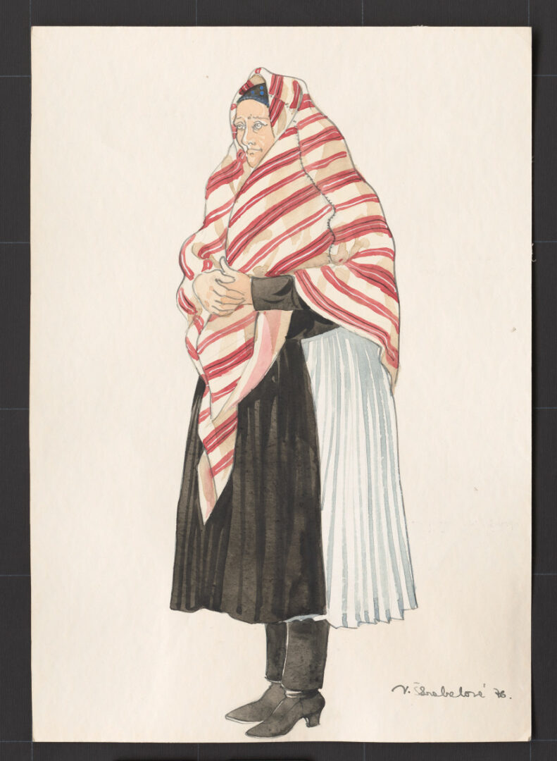 Kresba – žena v plachte