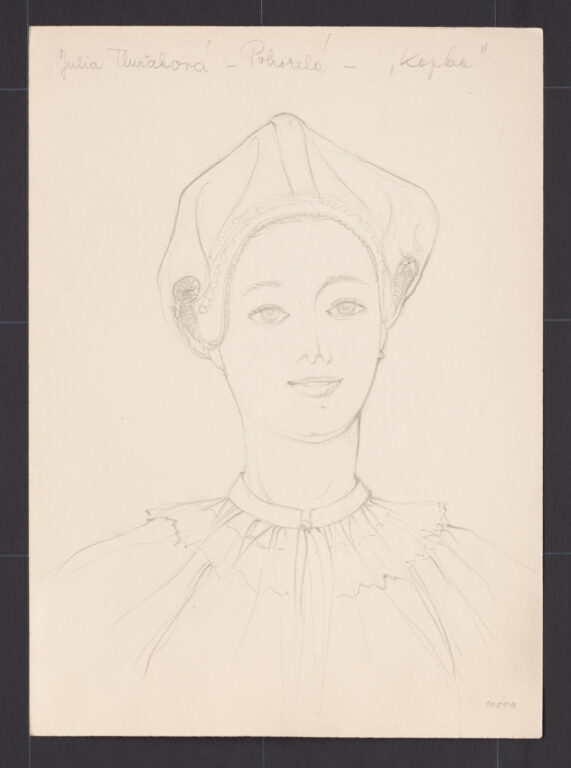 Kresba – čepiec ženský – úprava na hlave