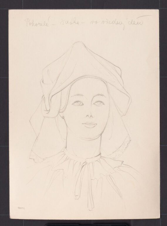 Kresba – šatka – úprava na hlave