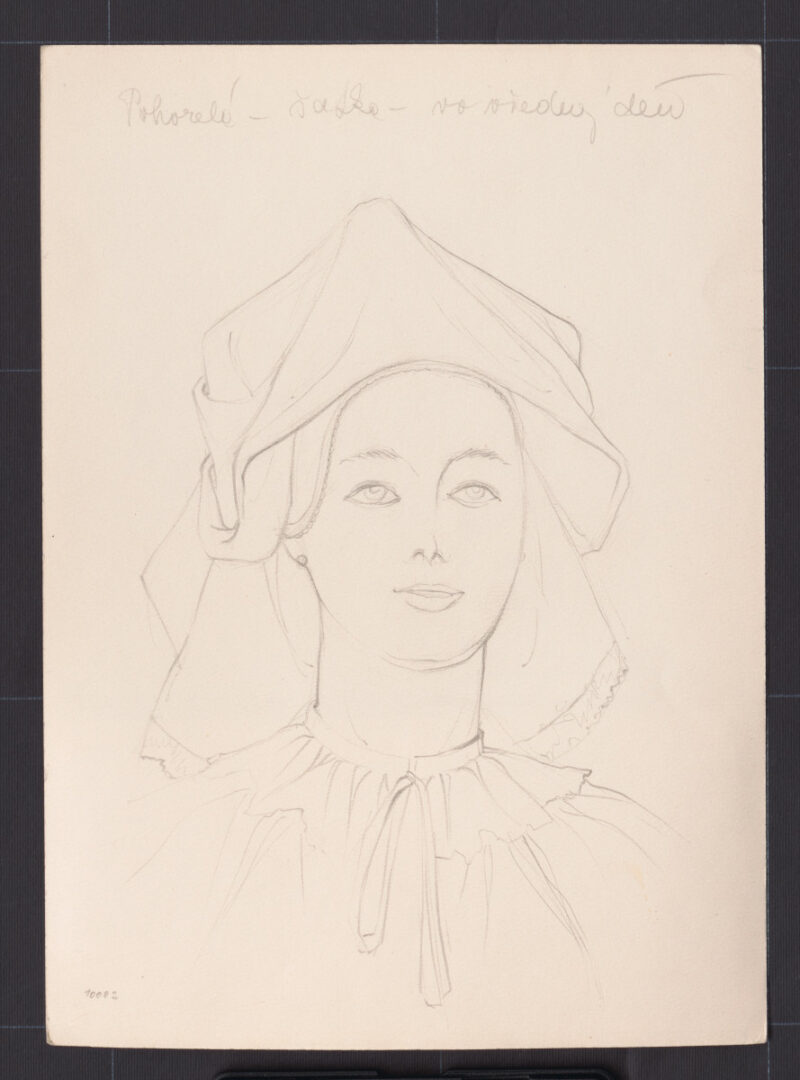 Kresba – šatka – úprava na hlave