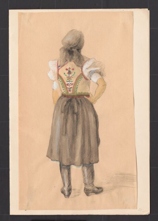 Kresba – žena v kožúšku