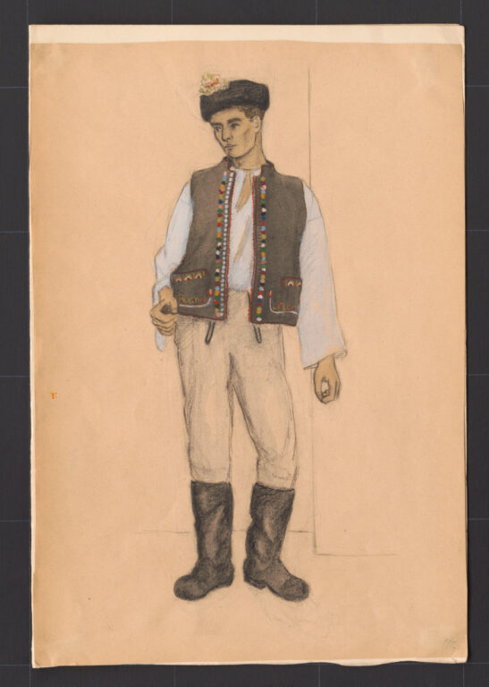 Kresba – muž v kožuchu