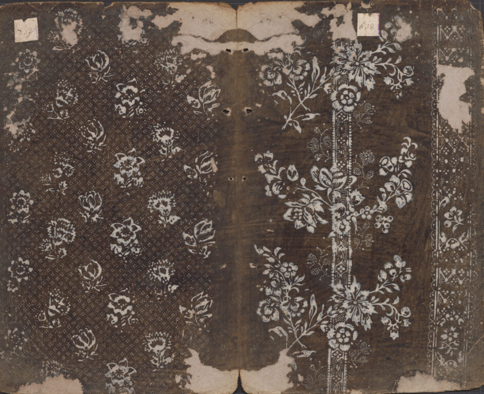 Vzorkovník modrotlačový – 14dvojhárkov,21listov,14fragmentov