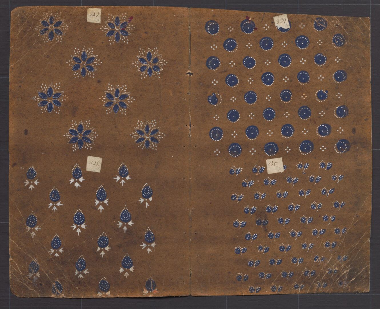 Vzorkovník modrotlačový – 38dvojhárkov,1list,1obal