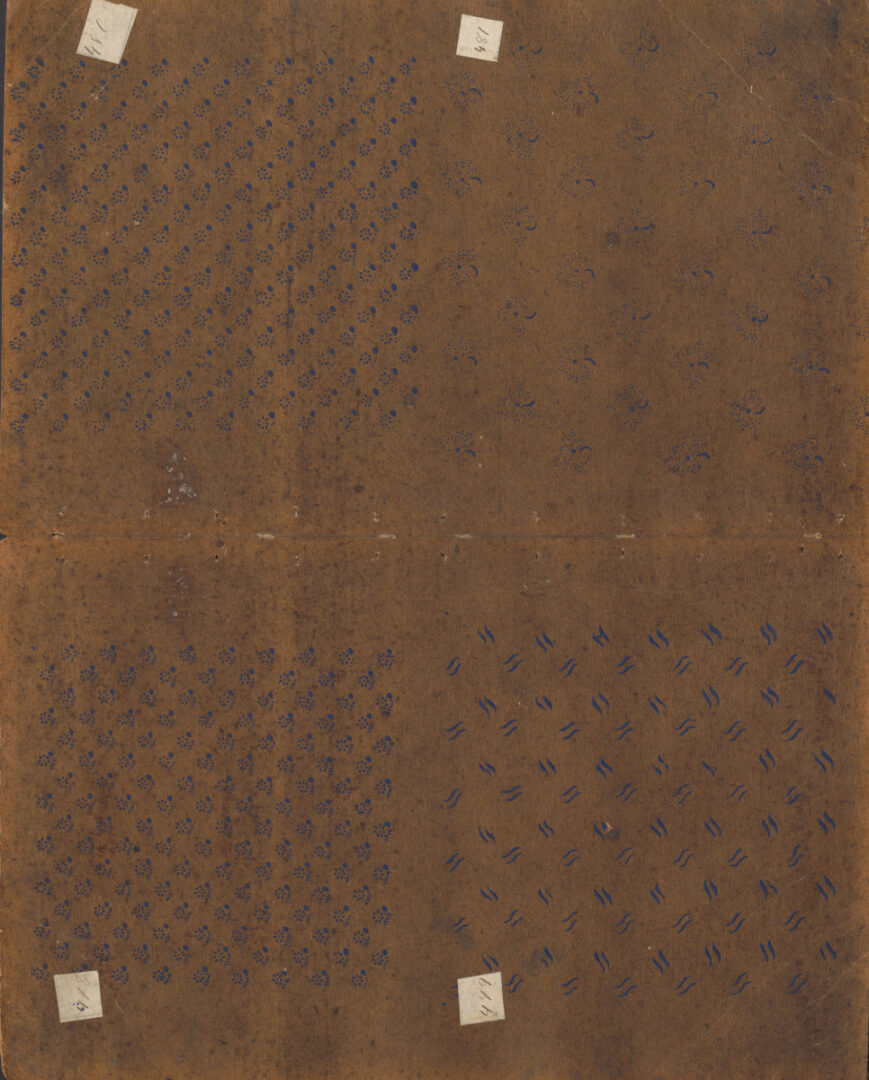 Vzorkovník modrotlačový – 38dvojhárkov,1list,1obal